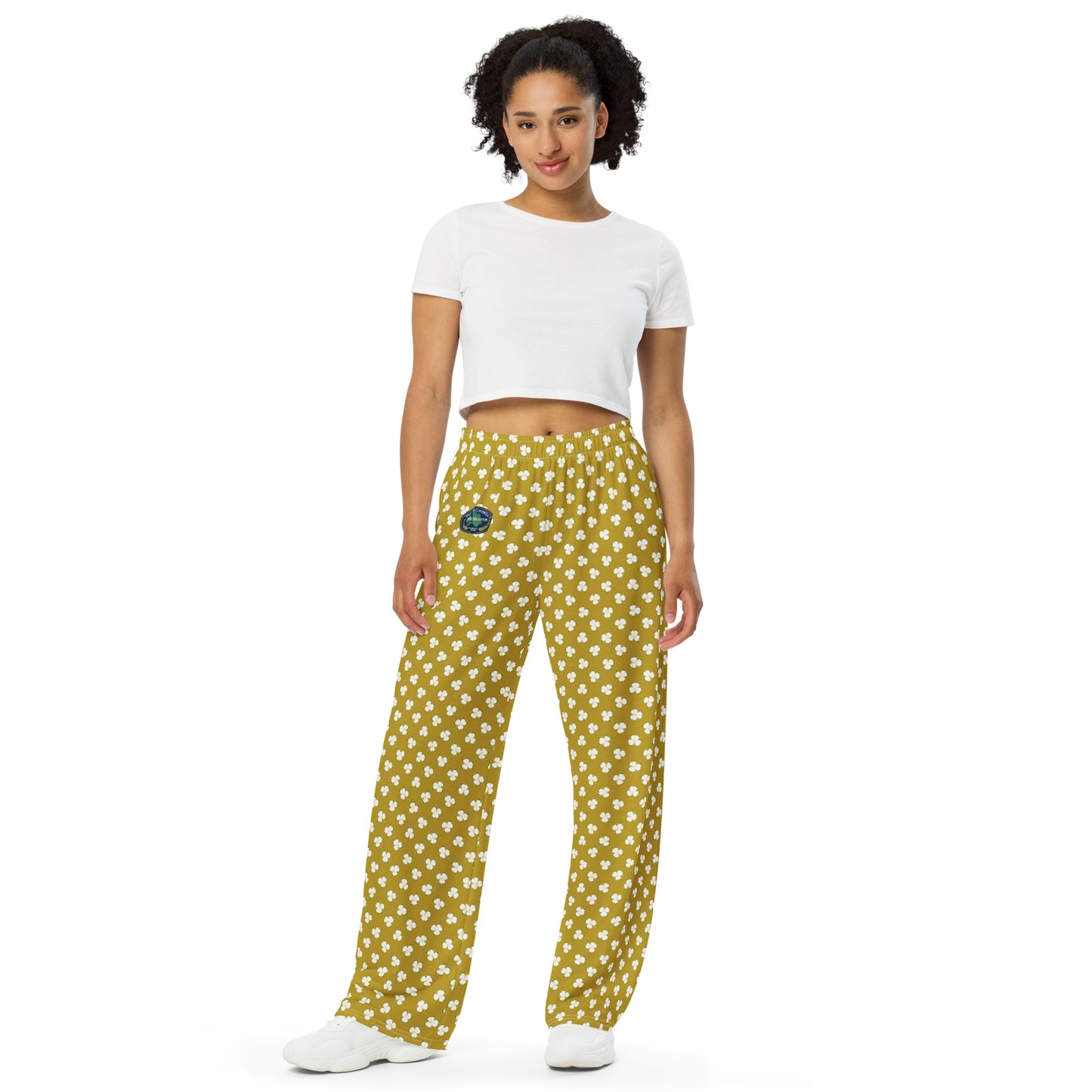 Paddy O'Connell Distillery Shamrock Pattern Print Pants- Gold