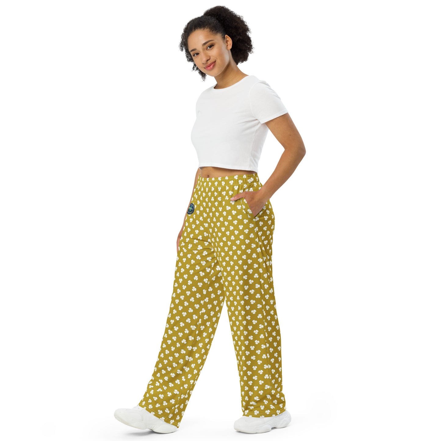 Paddy O'Connell Distillery Shamrock Pattern Print Pants- Gold