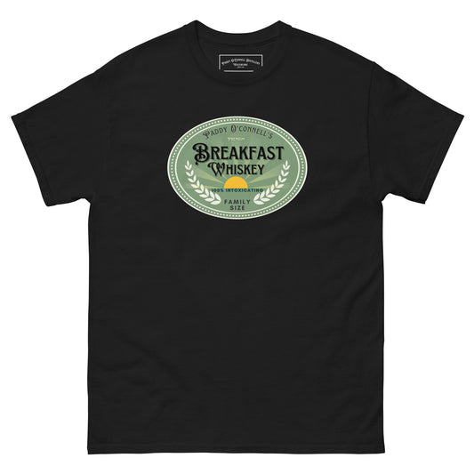 Paddy O'Connell Breakfast Whiskey Tee "Can't Drink all day if..."