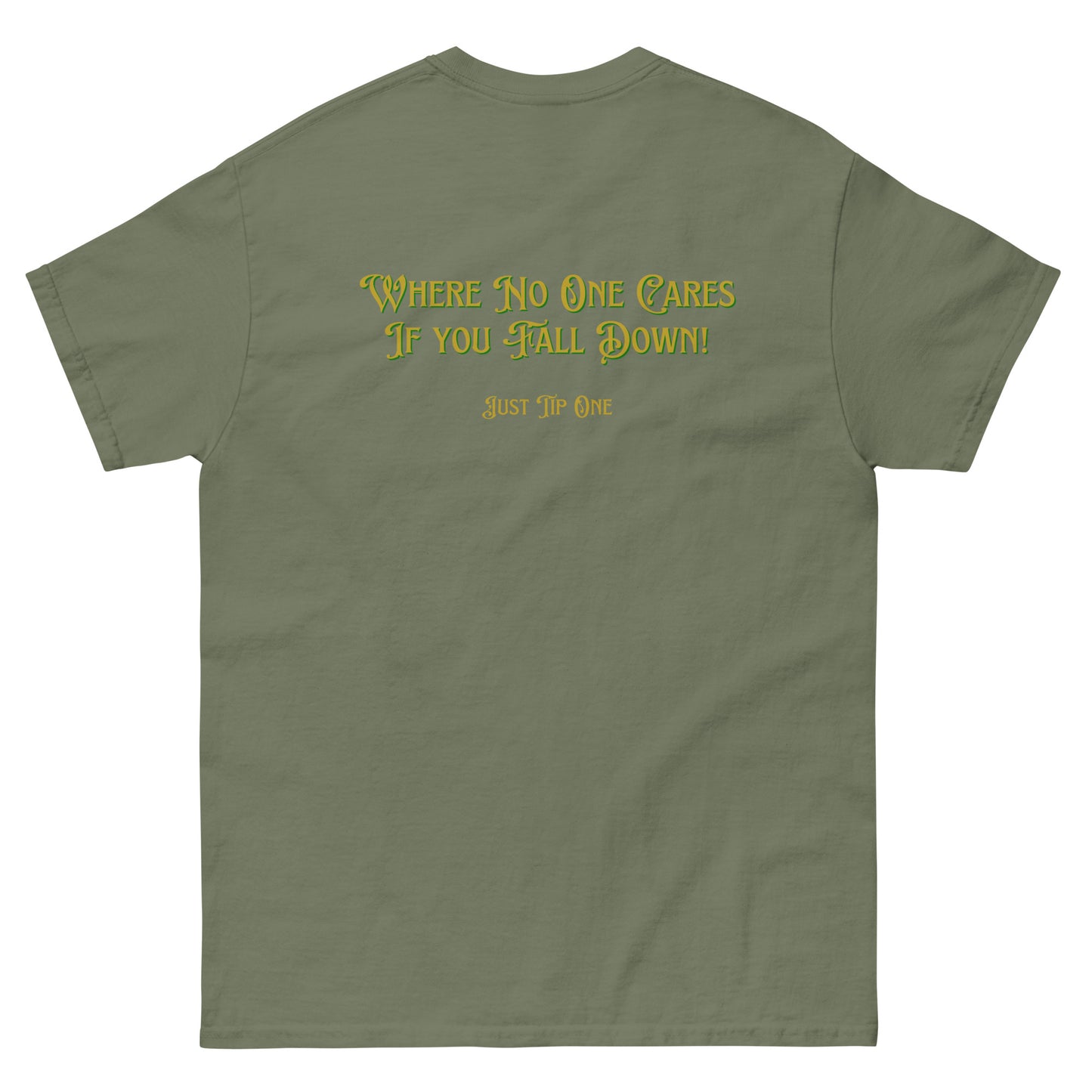 Tipsy Titan Tavern Drinking Tee- "We don't Care..."