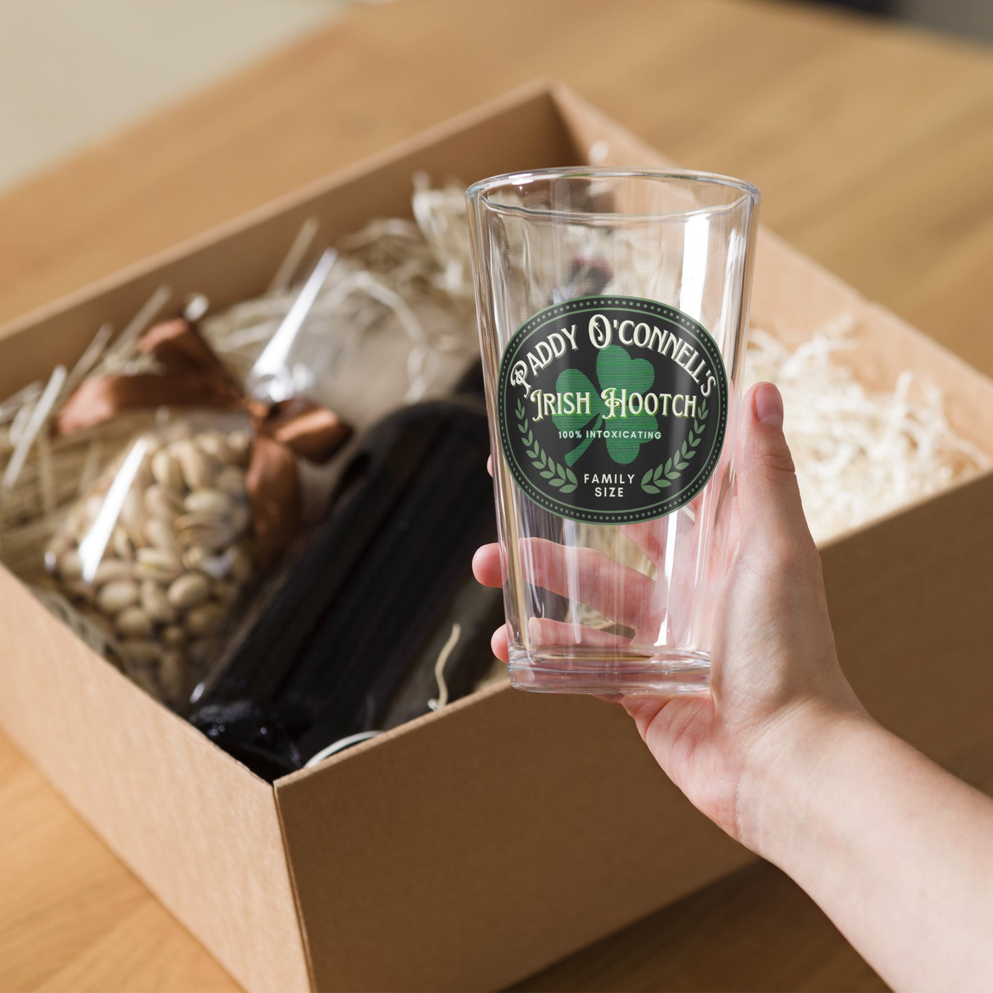 Paddy O'Connell Distillery Irish Hootch Pint Glass